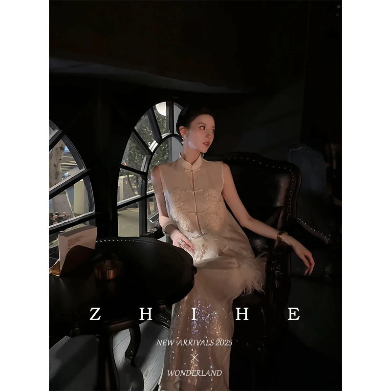 无艳一禾【玲珑玉瓷】许南音同款 新中式花朵绣无袖马甲上衣+半裙