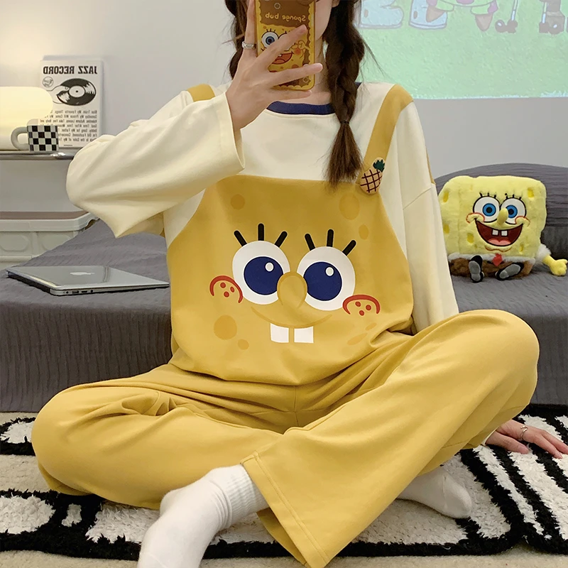 女大套头春秋新款长袖长裤睡衣女卡通宽松舒适可外出家居服15142