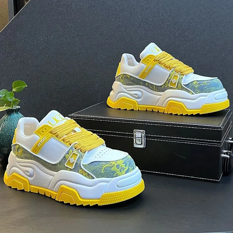 潮牌男鞋2025新款老爹鞋时尚潮流板鞋个性小众原创休闲鞋男增高鞋