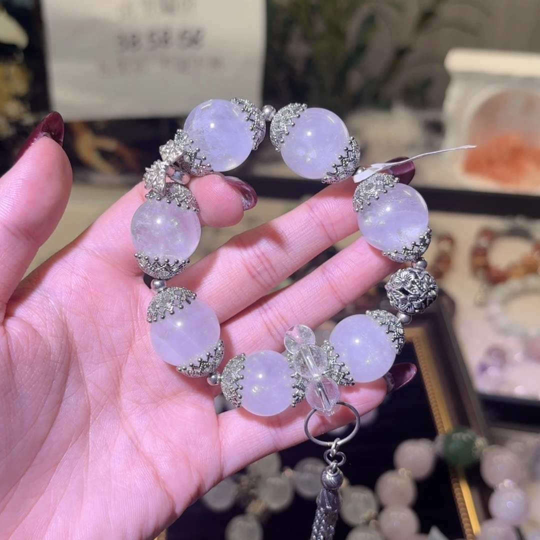 手链银S925镶嵌烟晶