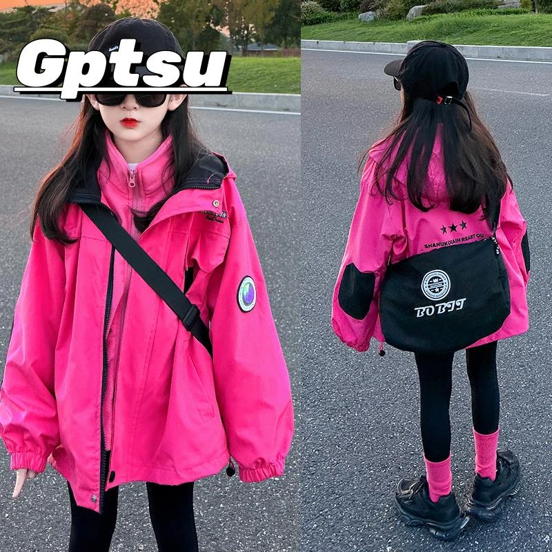 GPTSu儿童冲锋衣三合一女大童洋气秋装户外服女童春秋风衣外套潮