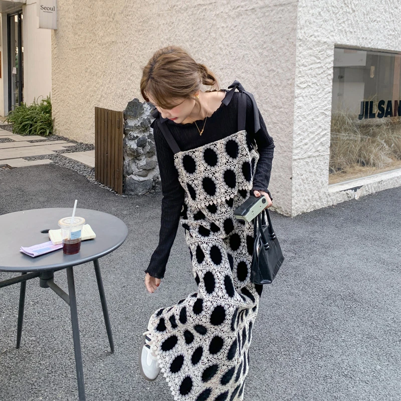 复古法式丝绒刺绣背带裙打底衫2025春秋新款气质显瘦松弛感套装裙