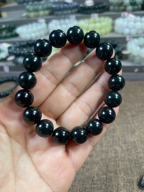 天然和田玉黑青玉手串卡12