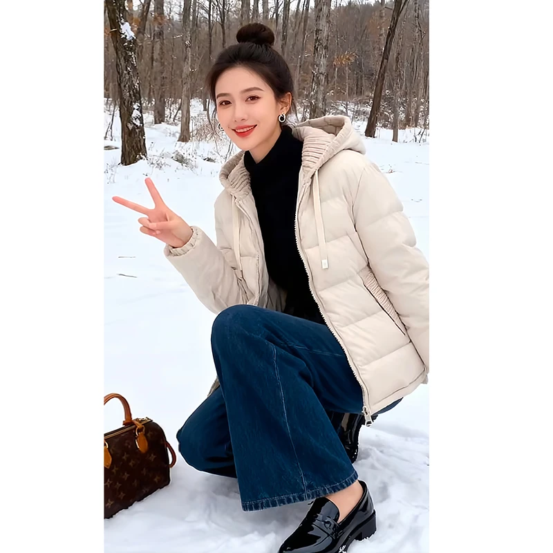 SHALLDOER【安妮霍尔】 冬季洋气小个子棉服女时尚百搭连帽保暖外套