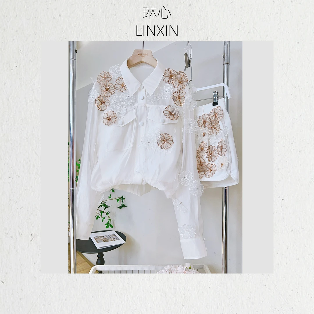 丨春季新款时尚刺绣蕾丝衬衫 0759