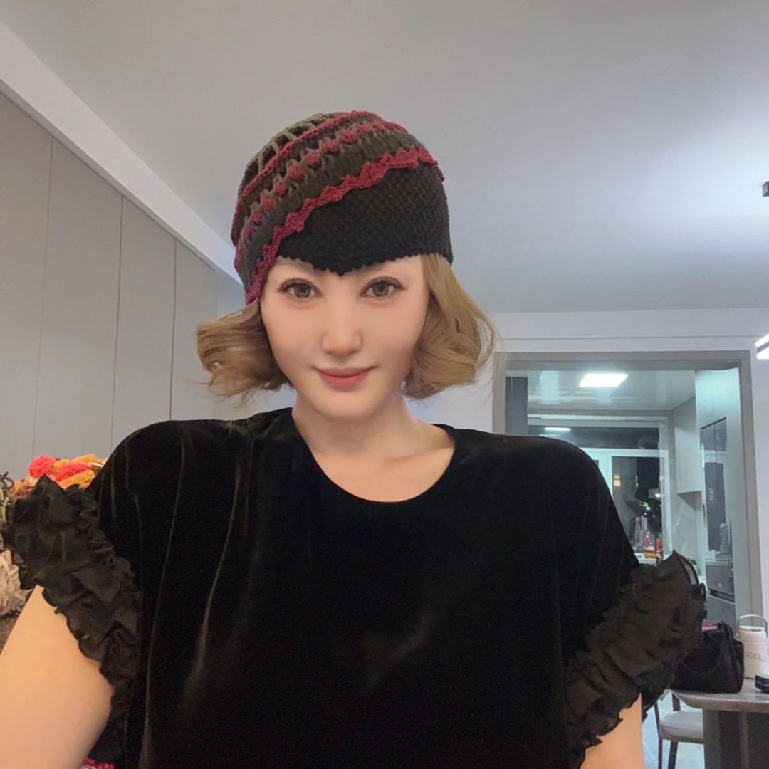 美雅家原创纯手工网帽极简风民族风圆顶帽子保暖秋冬套头帽休闲风