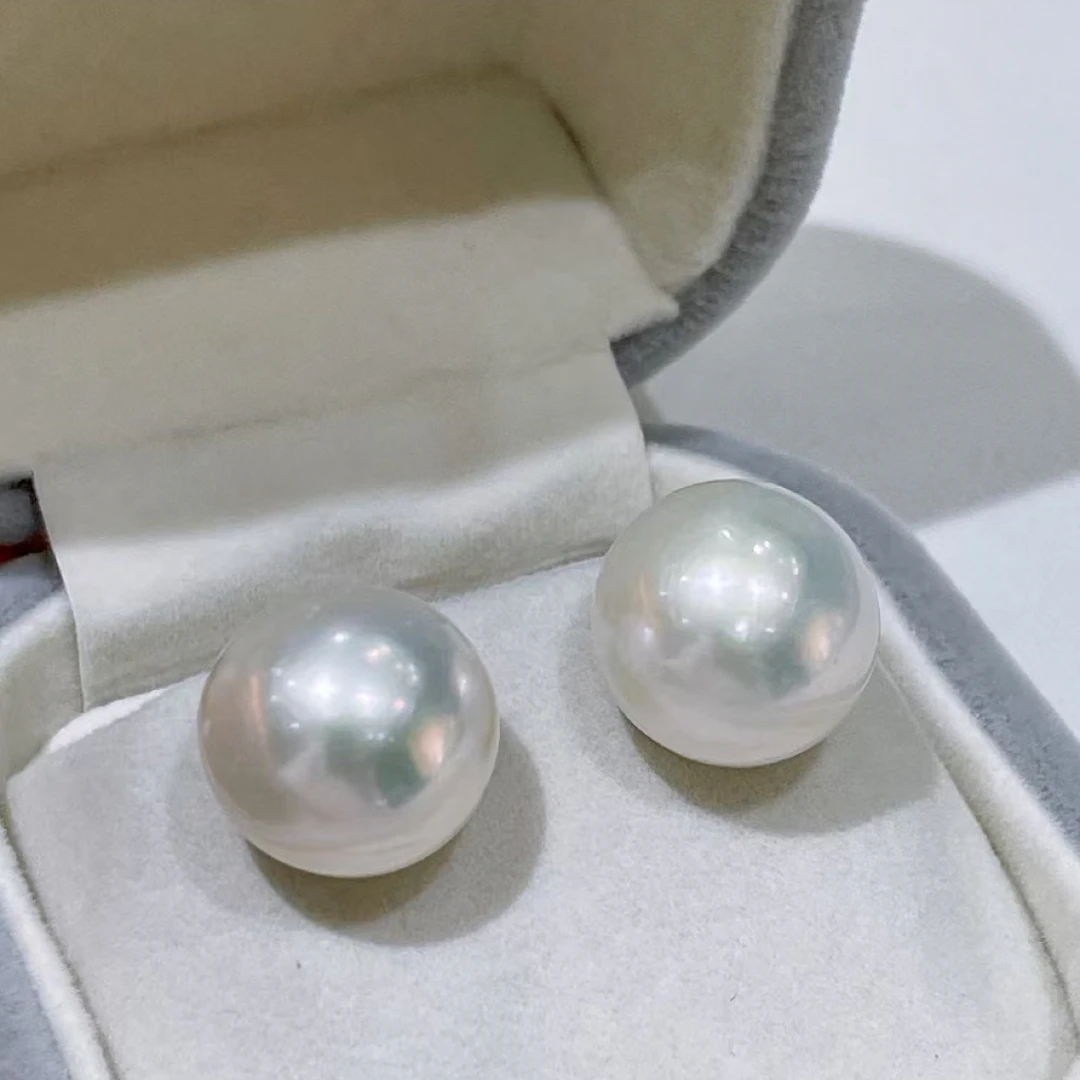 S925爱迪生珍珠简约耳钉 12-13mm厚扁圆淡水珍珠减龄气质女王气场