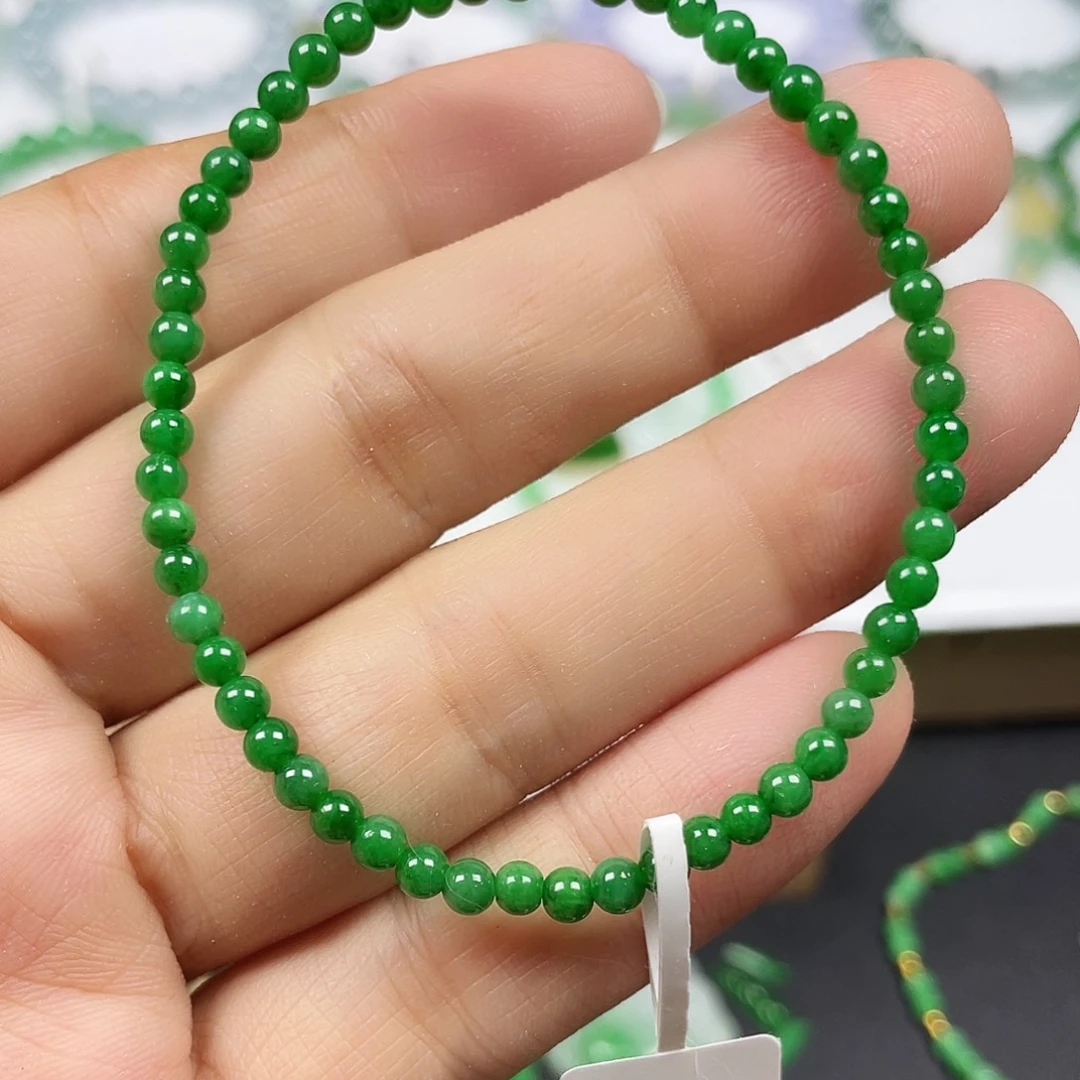 翡翠未镶嵌手链天然缅甸翡翠A货卡3.4