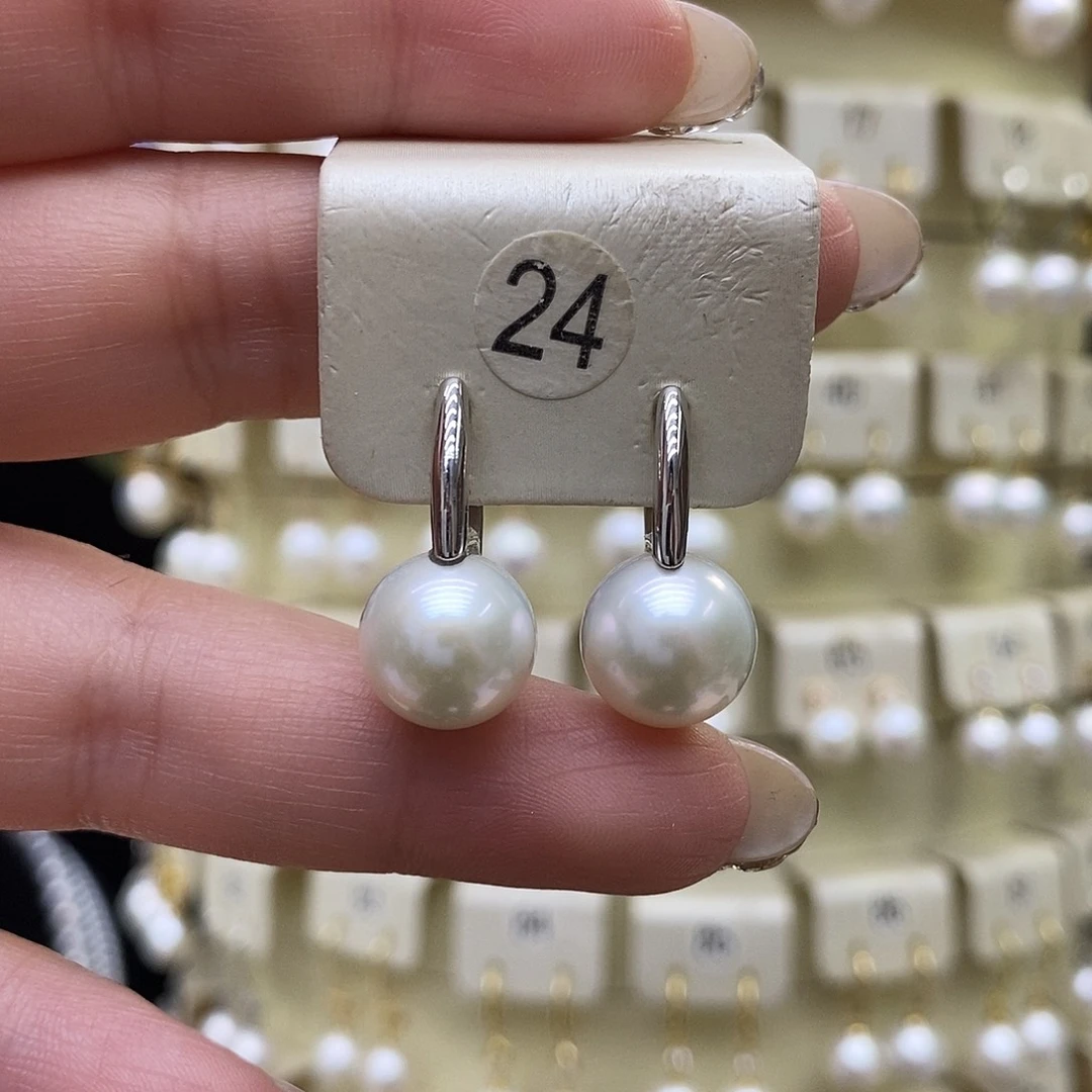 淡水珍珠耳饰银S925镶嵌