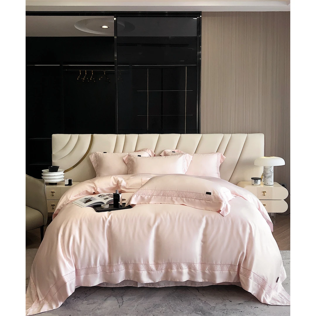 【高货清仓】都市简约风设计师款天丝棉四件套-华尔兹/粉