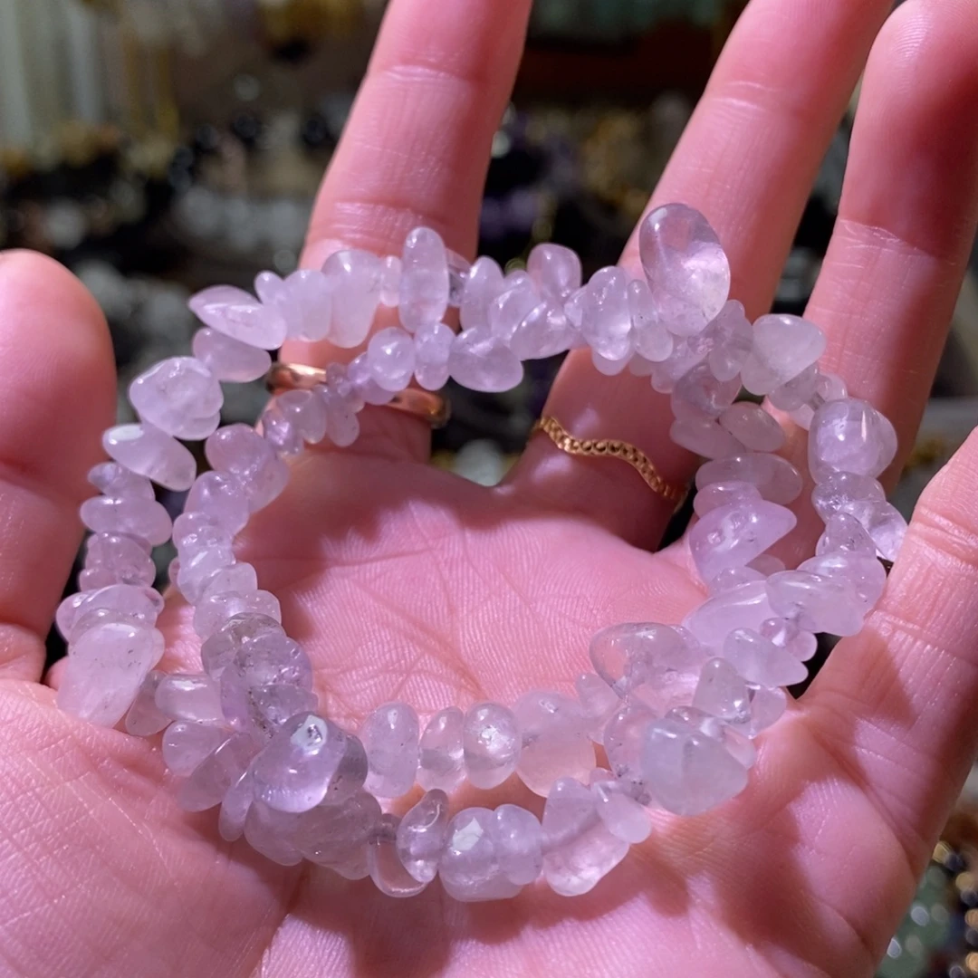 水晶未镶嵌手串天然薰衣草随型双圈手串