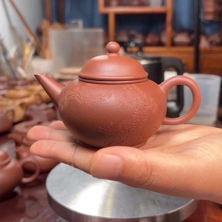 石***头茶壶紫砂宜兴紫砂壶水平壶