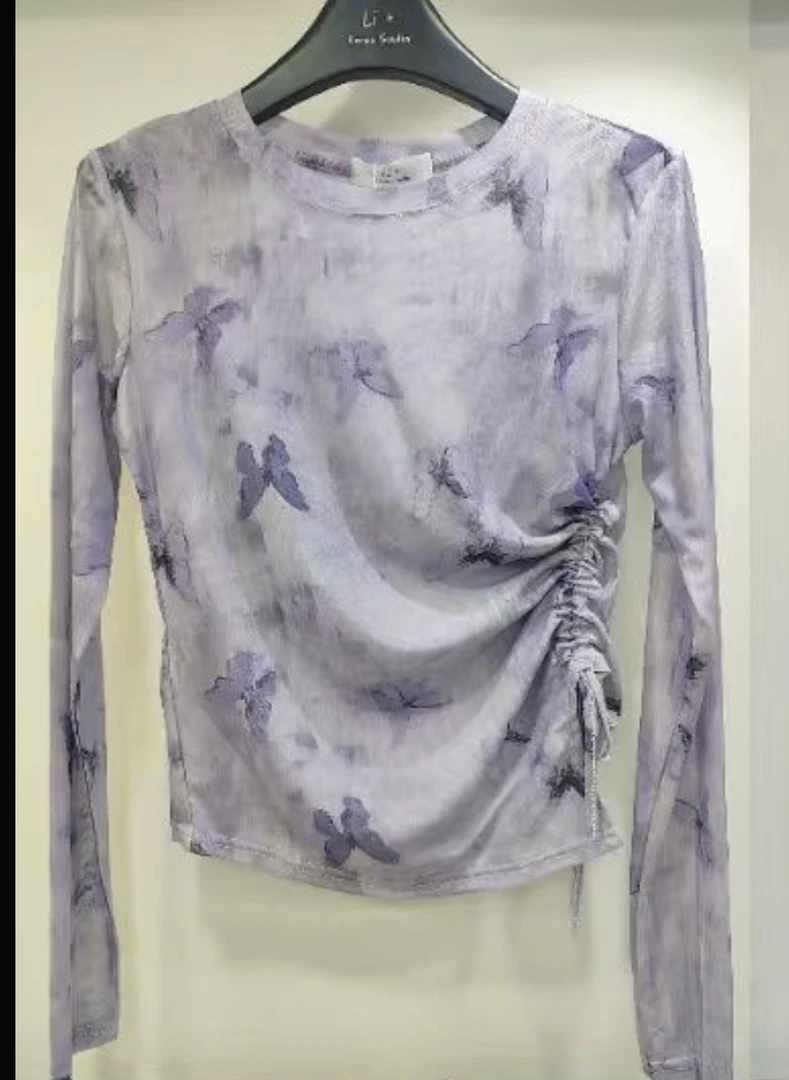 【小小酥】扎染侧边抽绳不规则上衣女