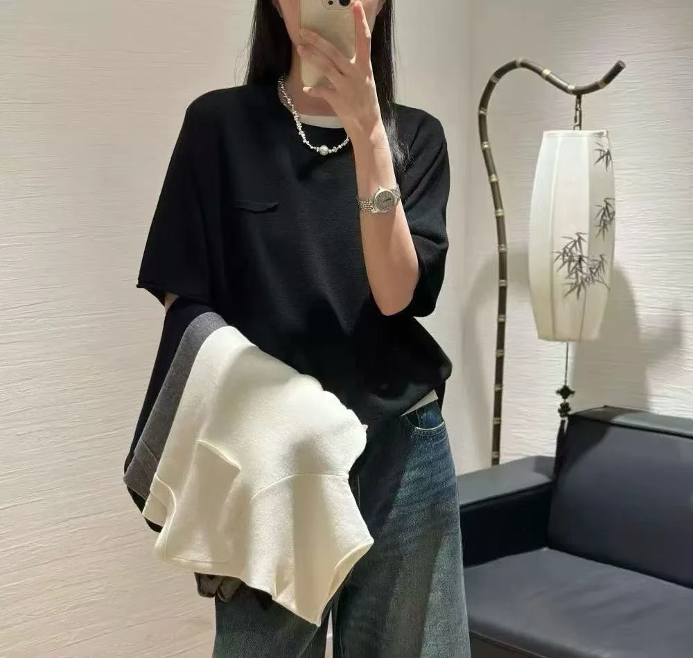 宇姐精选 2537 纯色小众宽松型韩版圆领针织常规中长款百搭