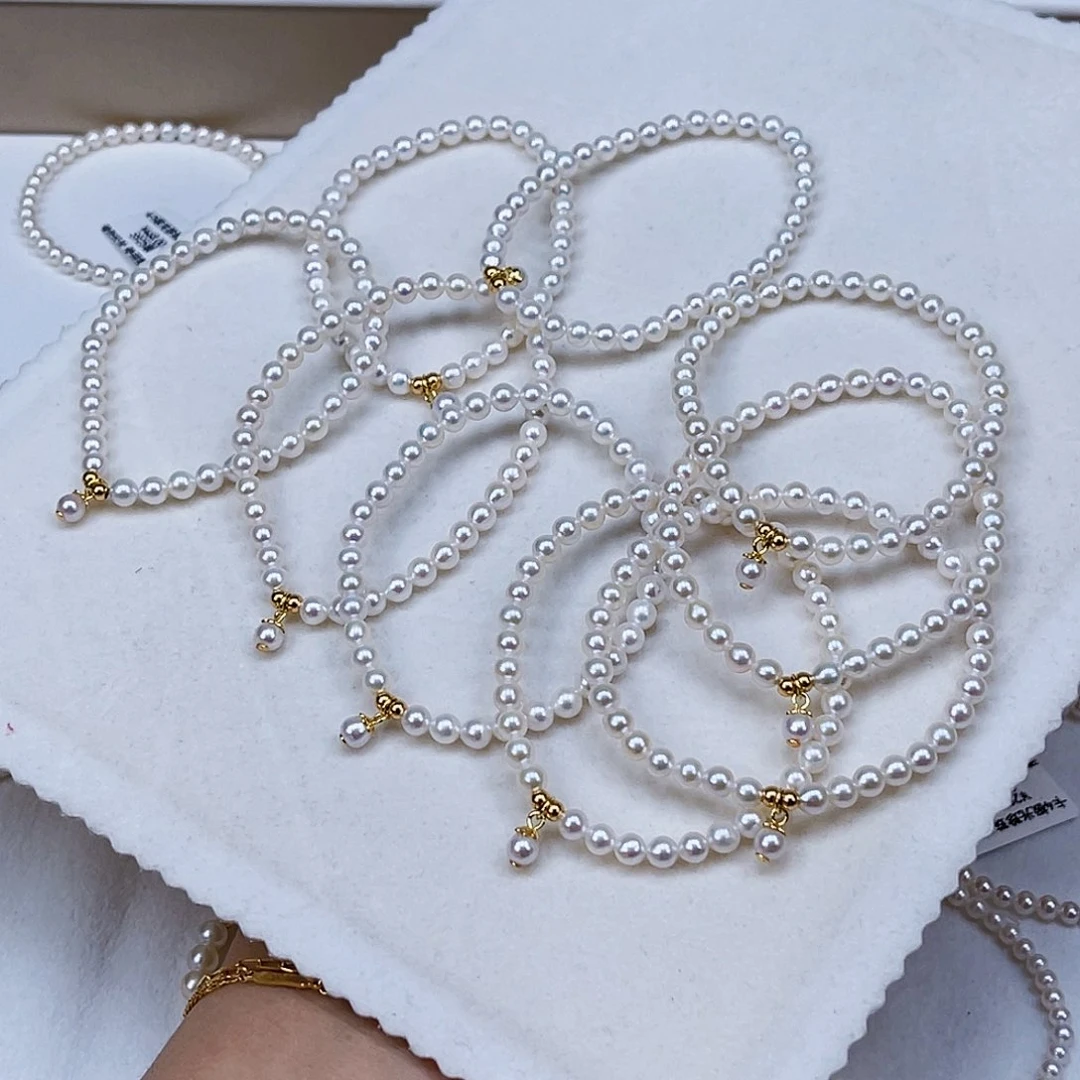 银S925镶嵌手绳淡水珍珠4-5天然淡水珍珠手串