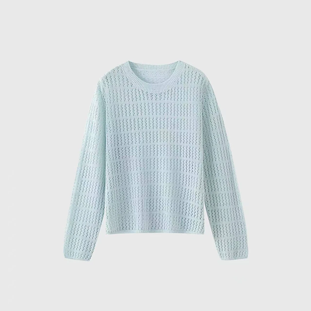 2025夏季新款镂空针织套头衫时尚百搭