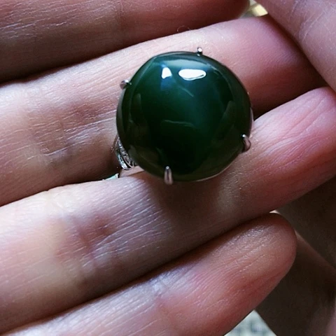 和田玉戒指银S925镶嵌