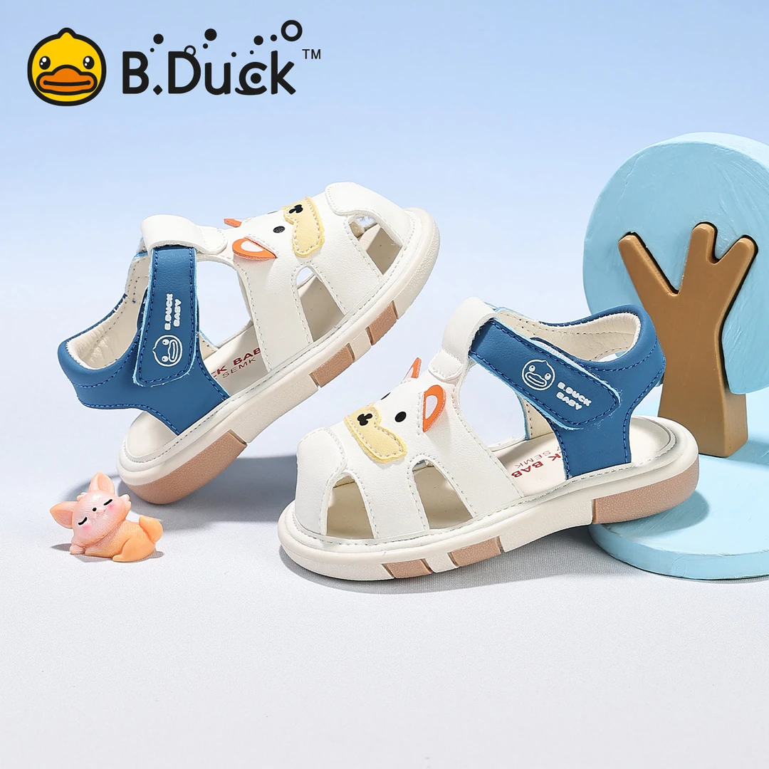 B.Duck小黄鸭童鞋宝宝包头凉鞋2025新款夏季婴儿学步鞋透气叫叫鞋