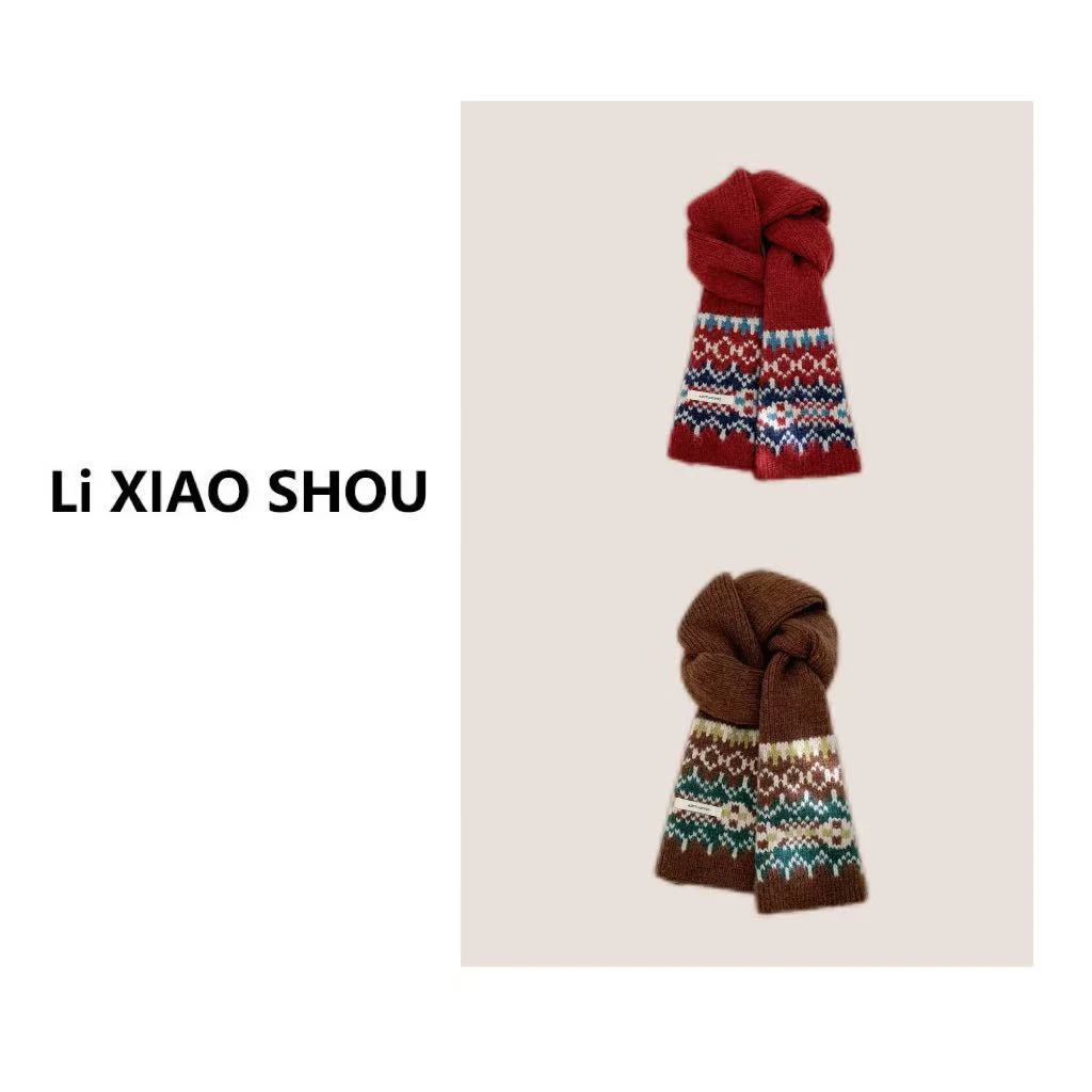 【李小瘦大码女装】成人百搭费尔岛保暖多功能围巾披肩时尚1103