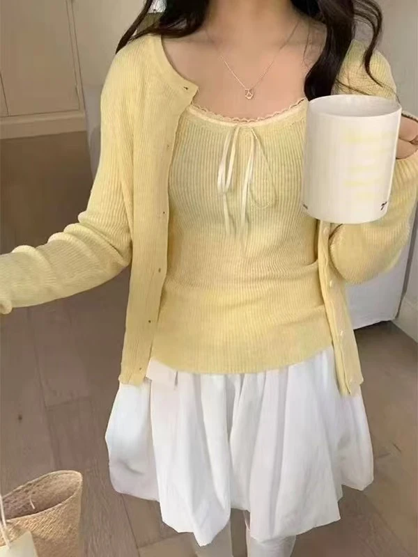 百搭2025春季时尚羊毛针织开衫显瘦休闲气质长袖纯色韩版短款