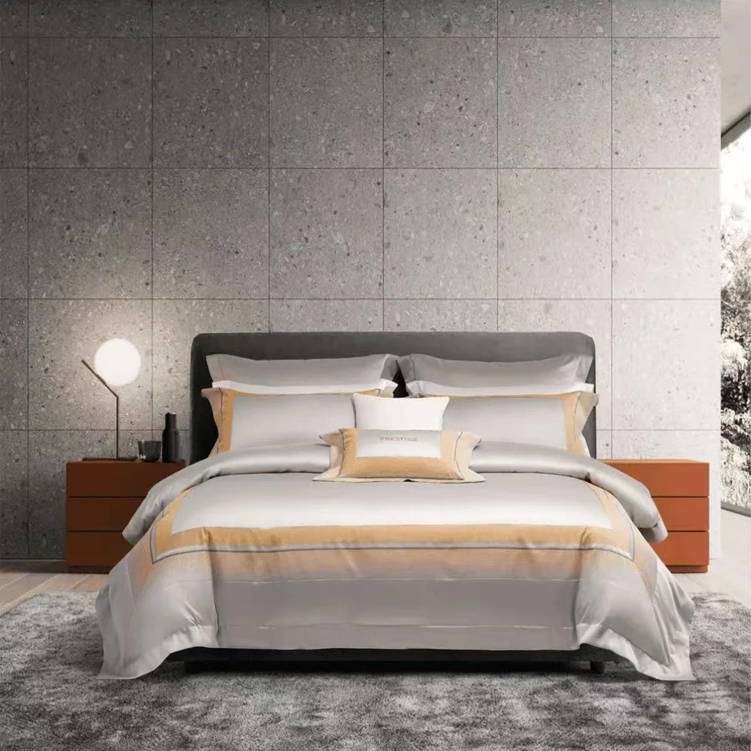 【希望之光】明超高端定制款100s全棉色织提花含金银丝简约四件套