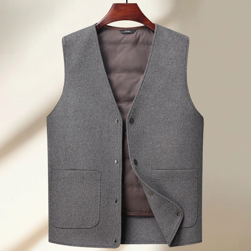 NENMIHONCHE/内米霍切羊毛呢羽绒马甲男秋冬季商务休闲中青年外套