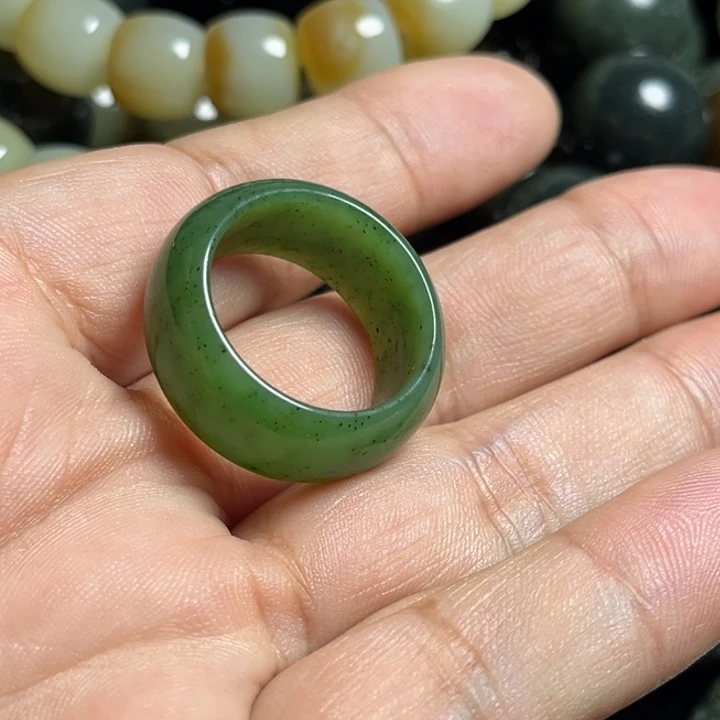 和田玉未镶嵌戒指秋*月