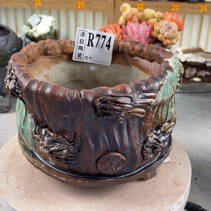 紫砂花盆景德镇陶瓷花盆774