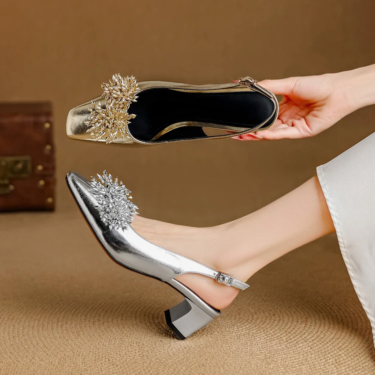 5cm 法式气质甜美简约休闲百搭粗跟包头凉鞋夏季韩版时尚包头凉鞋