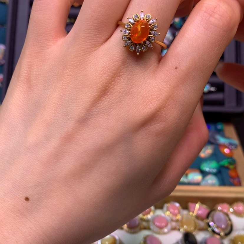 【闪购商品】欧泊戒指款式银S925镀金镶嵌