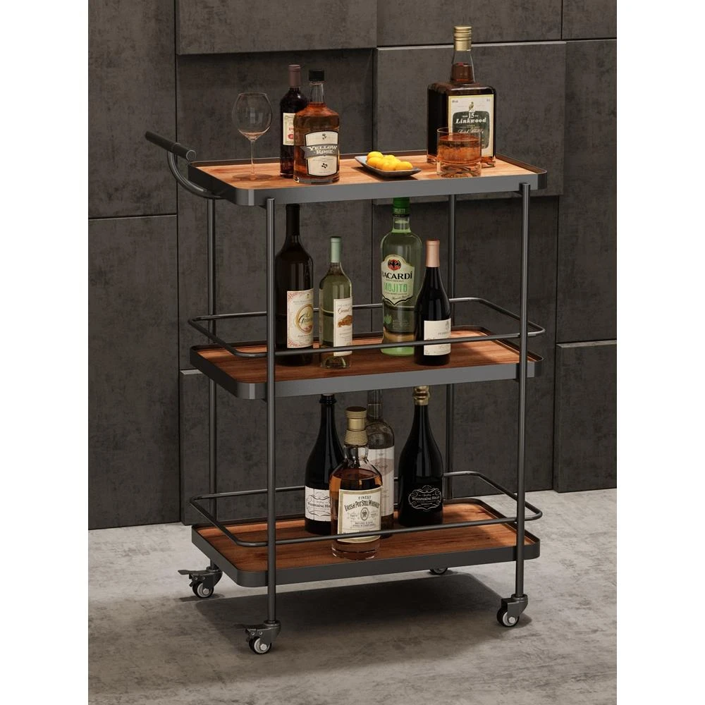 酒店餐厅高档酒水推车三层手推车蛋糕茶水车家用移动送餐车小推车