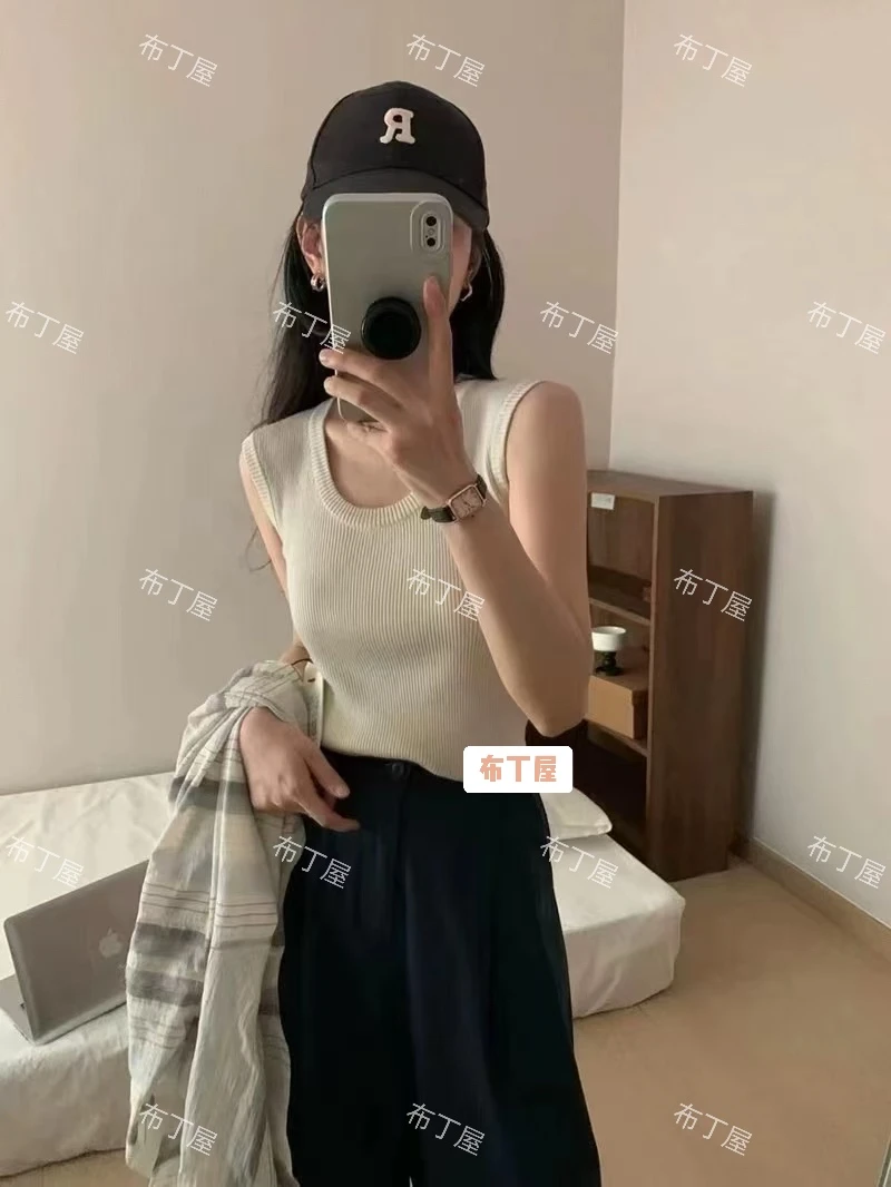 布丁家(女神必备款U领百搭小背心)超显瘦打底通勤