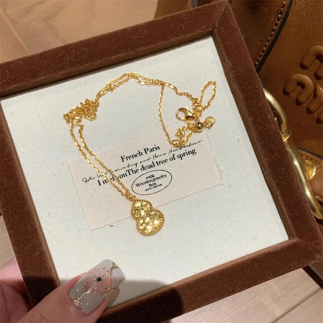 坠链均925银 925银碎冰冰葫芦项链女新中式轻奢小众气质时尚古法