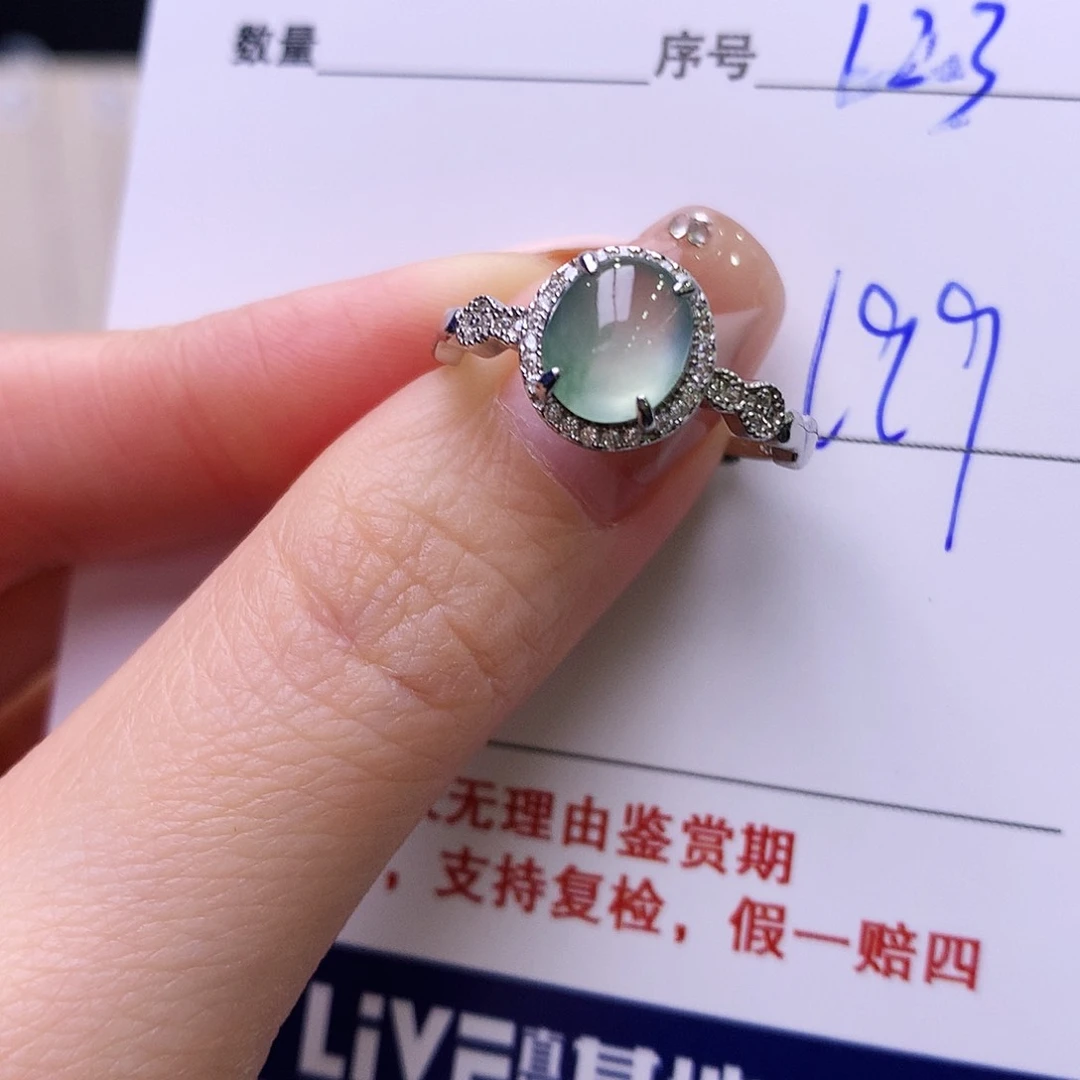 银S925镶嵌戒指翡翠123