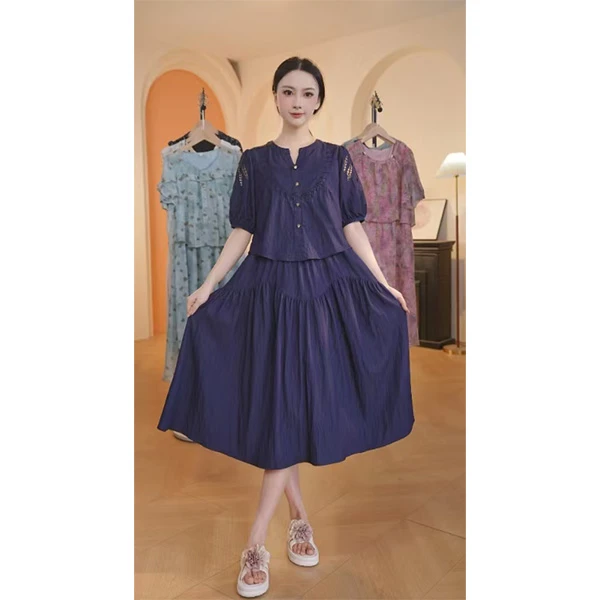 【赠送运费险】L9096 2025年夏季新款时尚设计感休闲中长款连衣裙