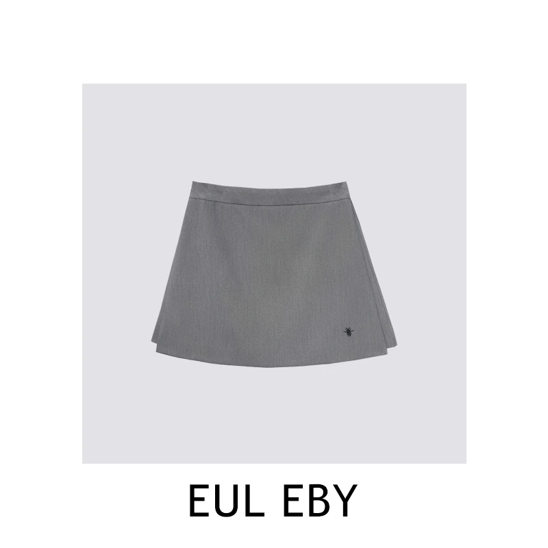 【一比Eby】小蜜蜂刺绣纯色高腰两片式裤裙半身裙251155#