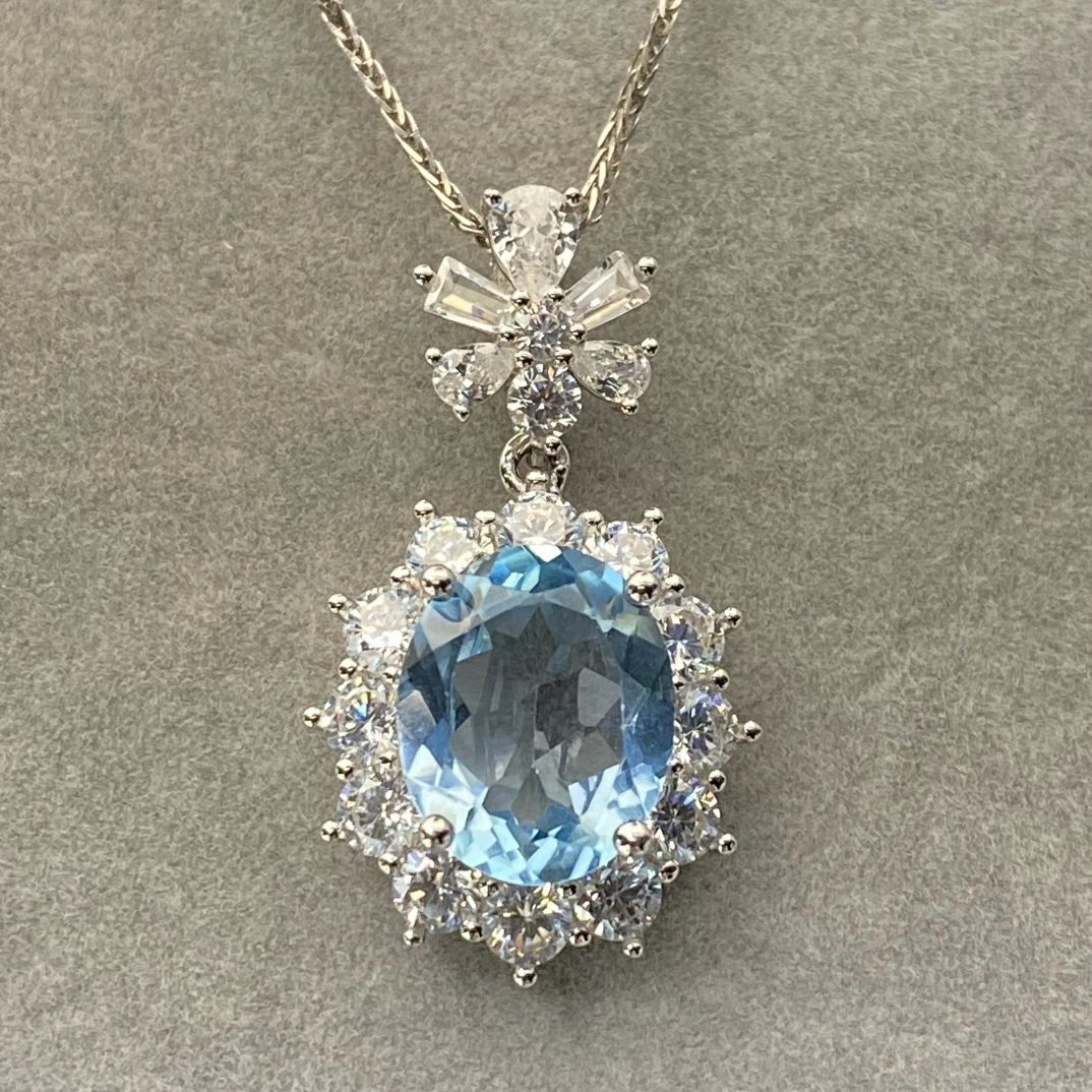 天然托帕石吊坠s925银主石9*11mm高级轻奢戴妃款气质时尚百搭Y2