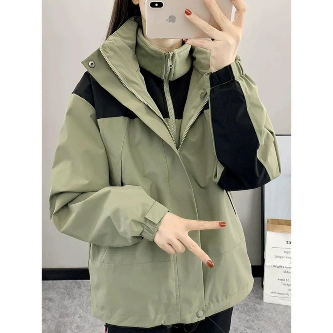 【奥莱清仓】冲锋衣女户外2025新款春秋三合一外套男防风衣徒步登山
