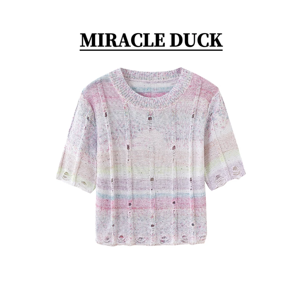 2号【玛卡龙】春夏慵懒风针织百搭毛针织衫套头镂空女装设计师C1505