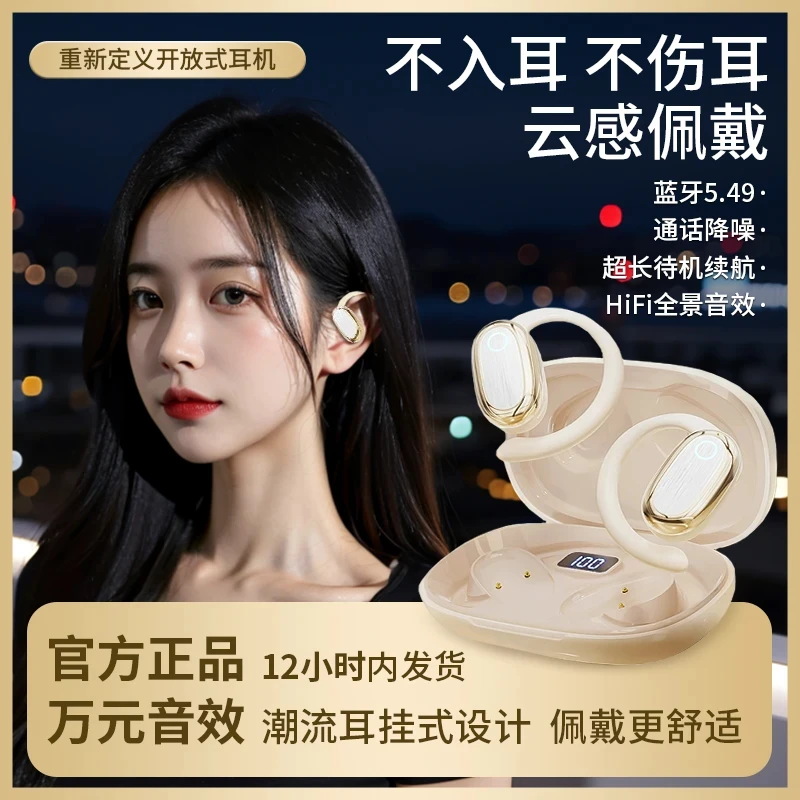 2025新款智慧全频降噪算法高清定向精准收音挂耳蓝牙耳机超长续航