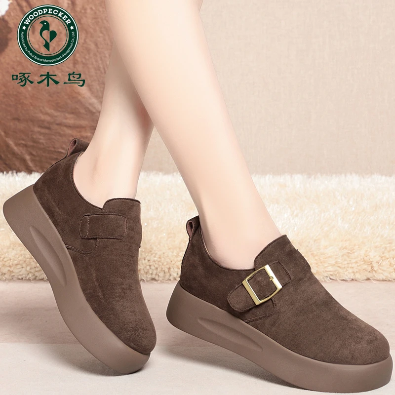 啄木鸟新款女鞋2025春秋季厚底单鞋女款时尚百搭女士鞋子潮鞋
