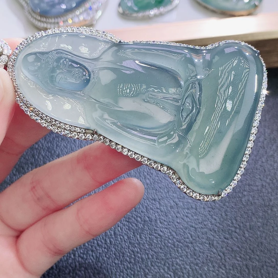 翡翠银S925镶嵌挂件翡翠