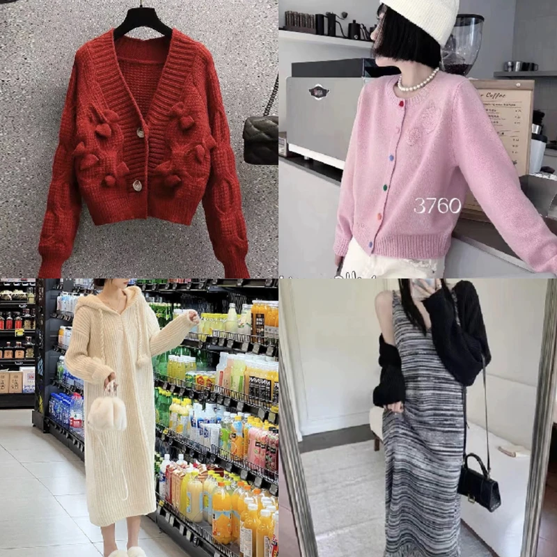 （100-129）高级感慵懒风连帽开衫毛衣女秋冬新款宽松百搭针织上衣