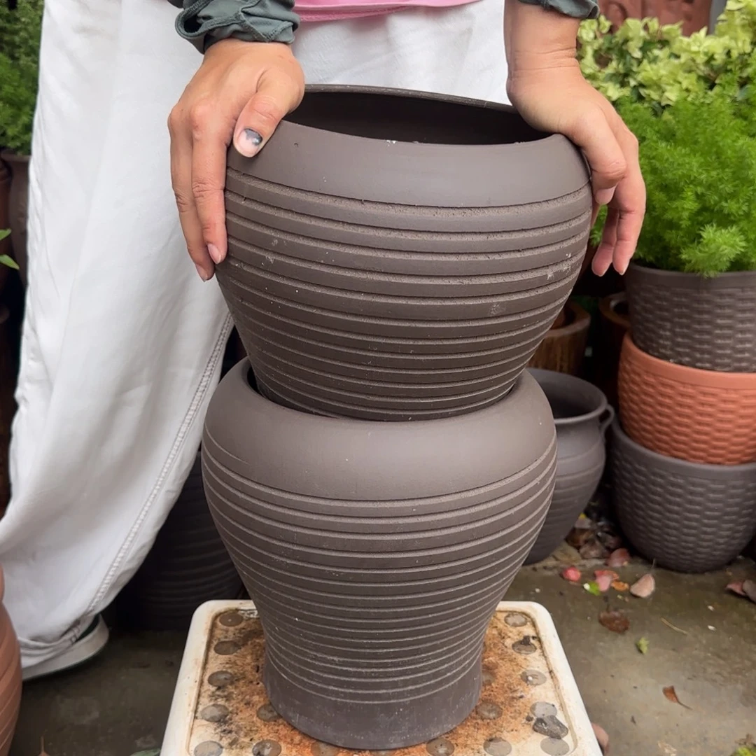 朱泥花盆口20高27宜兴紫砂