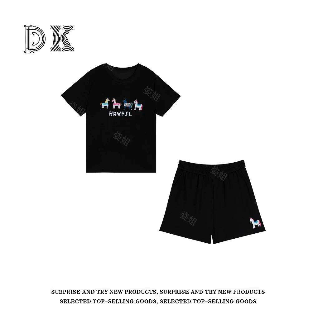 『小马假日』夏季新款重工刺绣设计感显瘦两件套装【DK】