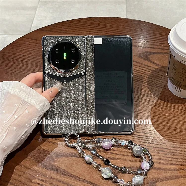 适用华为matex5折叠手机壳matex6典藏版闪钻全包中轴保护壳膜一体