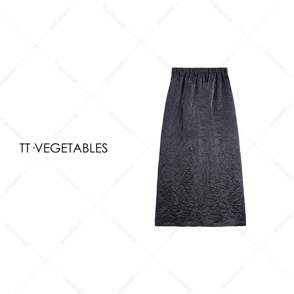 TT・VEGETABLES【序白】晕染 休闲雅黑雅韵国风松紧高级半身裙515938