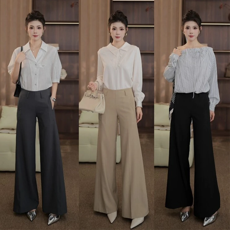 TITI定制【漫步生花】轻奢气质高腰显瘦百搭阔腿休闲裤女T250314