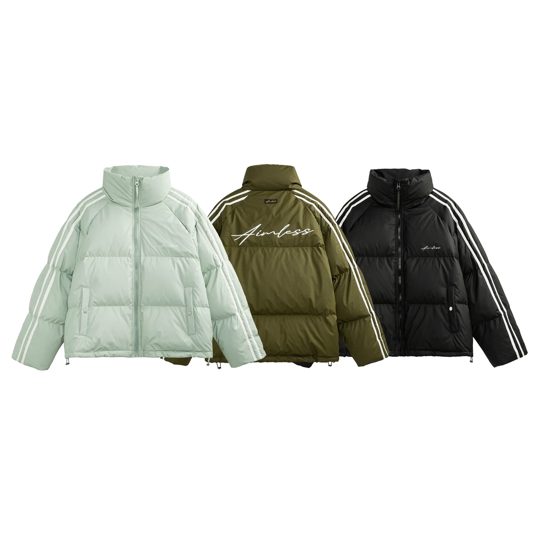 美式复古字母刺绣白鸭绒羽绒服AM25