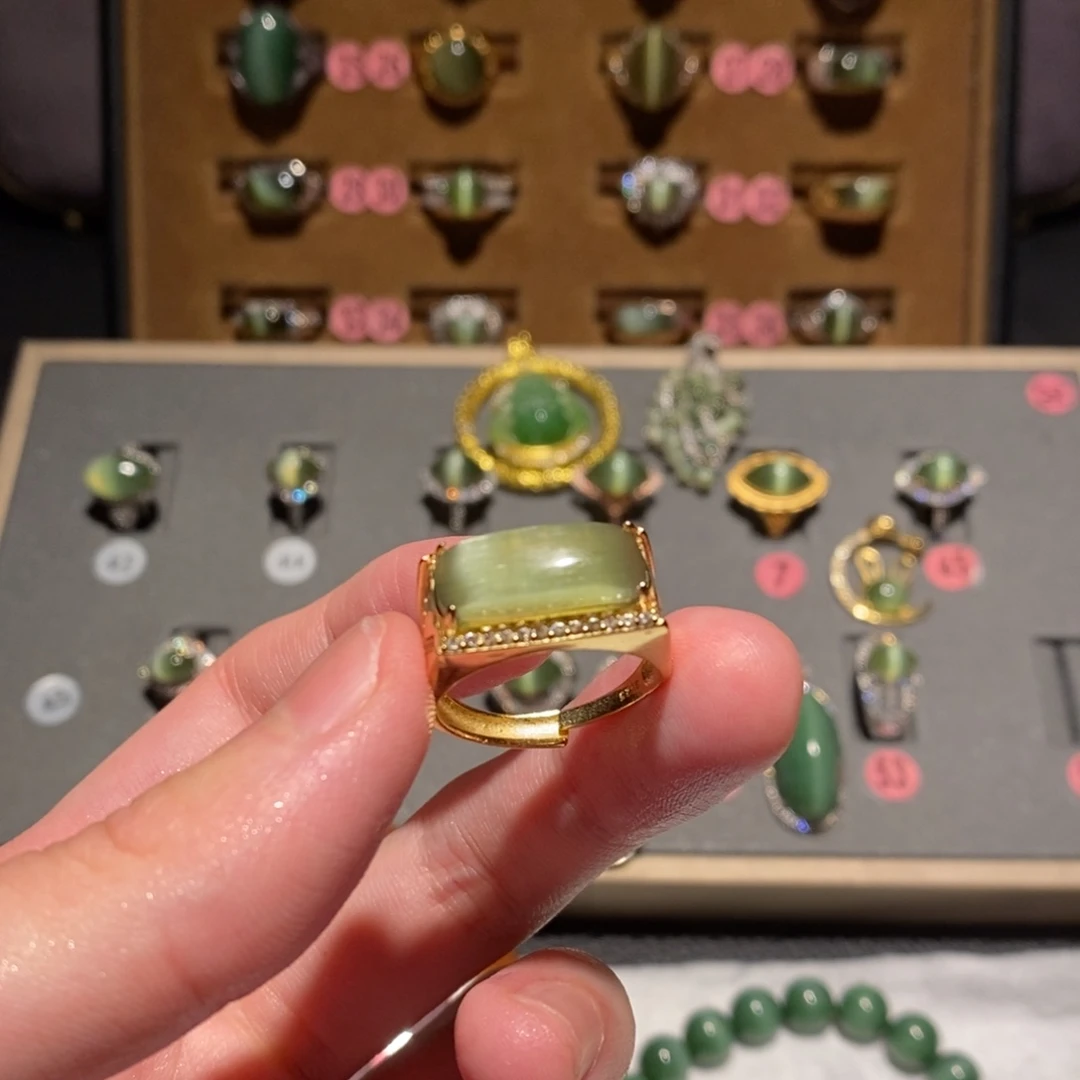 用***2和田玉银S925镶嵌戒指